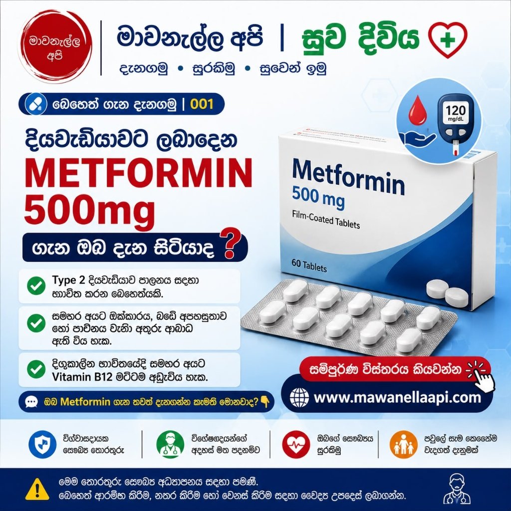 දියවැඩියාවට ලබා දෙන METFORMIN 50mg ගැන ඔබ දැන සිටියාද?